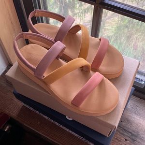 Madewell puffy sling back sandals sweet mauve gold and tan women’s US size 8